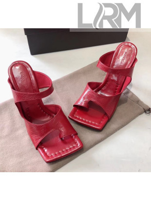 Bottega Veneta Leather Sandals with Extended Toe Loop Burgundy 2020
