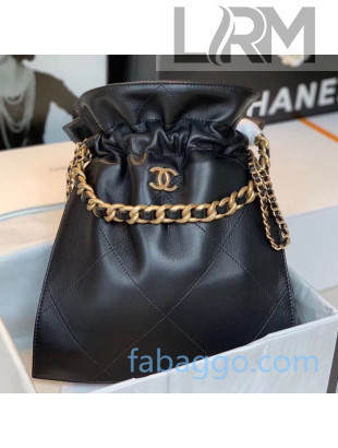 Chanel Quilted Calfskin Drawstring Small Shopping Bag AS2169 Black 2020