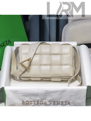 Bottega Veneta Padded Cassette Medium Crossbody Messenger Bag White/Gold 2020