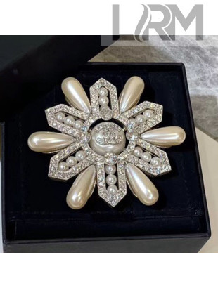 Chanel Crystal Pearl Bloom Brooch AB2272 2019