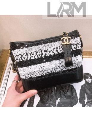 Chanel Sequins Gabrielle Small Hobo Bag A91810 Black/White 2019