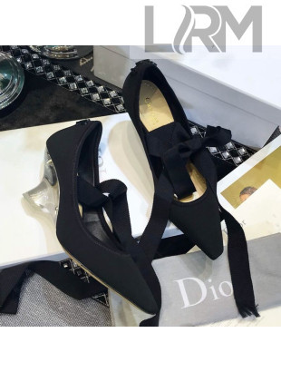 Dior Etoile Lace Up 70mm Wedge Pump in Black Micro Mesh 2019