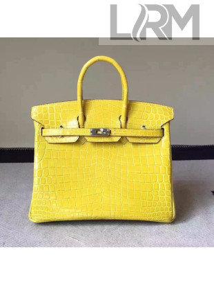 Hermes Birkin 30/35 Imported Crocodile Leather Bag Yellow (SHW)