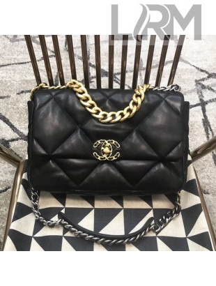 Chanel Maxi-Quilted Goatskin 19 Large Flap Bag AS1161 Black 2019