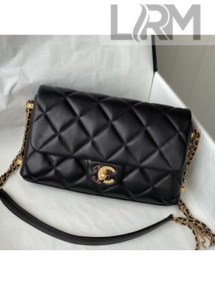 Chanel Lambskin Chain Medium Flap Bag AS2563 Black 2021