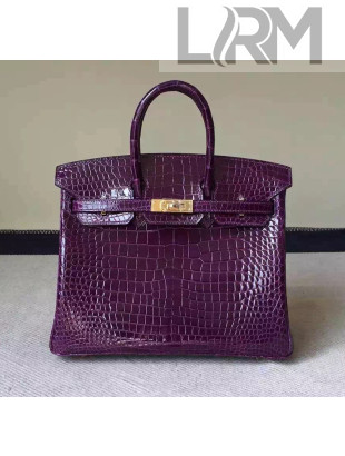 Hermes Birkin 30/35 Imported Crocodile Leather Bag Violet(GHW)