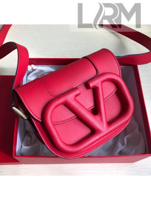 Valentino Supervee Supple Calfskin Maxi-Logo Crossbody Bag 1011S Red 2020