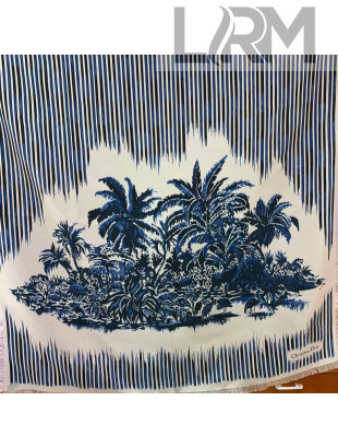 Dior Palms Sqaure Silk Scarf 90x90 Blue 2021