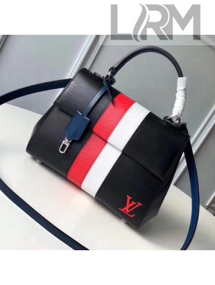 Louis Vuitton Stripes Epi Leather Cluny MM Handbag Black 2018
