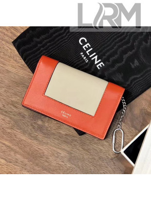 Celine Bicolour Frame Card Holder Orange/Light Grey 2020