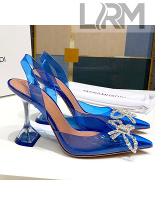 Amina Muaddi PVC Bow Sandals 10cm Blue 2021