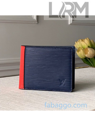 Louis Vuitton Men's Multiple Wallet in Epi Leather M68716 Blue/Red/Green 2020
