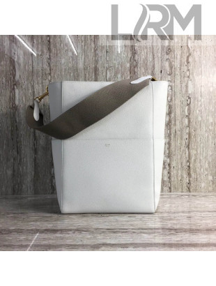 Celine Sangle Bucket Bag in Soft Grained Calfskin White 2018