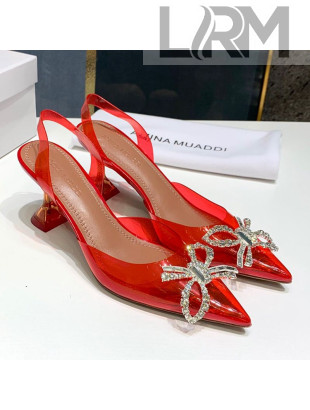 Amina Muaddi PVC Bow Sandals 7cm Red 2021