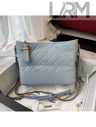 Chanel Gabrielle Hobo Bag in Aged Calfskin A93824 Light Blue 2019