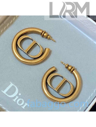 Dior CD Hoop Small Earrings Aged Gold 2020
