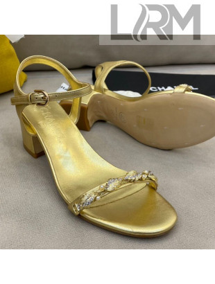 Chanel Goatskin Leaf Charm Sandals G37336 Gold 2021