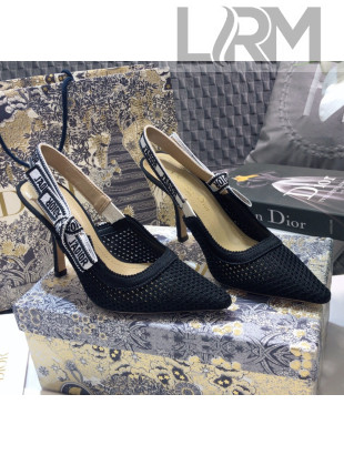 Dior J'Adior Slingback Pump in Micro Mesh with 9.5cm Heel Black 2021