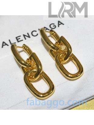 Balenciaga Double Hoop Short Earrings Gold 2020