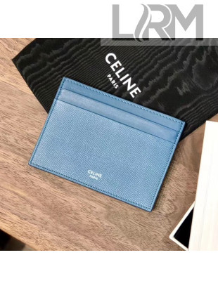 Celine Multifunction Card Holder in Grained Calfskin Blue 2020