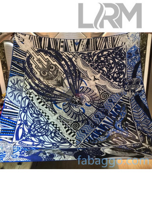 Hermes Silk and Cashmere Square Scarf 140x140cm H2080807 Blue 2020