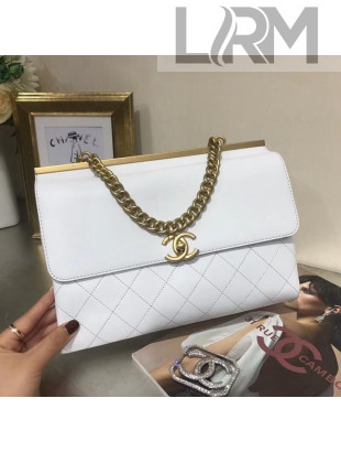 Chanel Lambskin Coco Luxe Large Flap Bag A57087 White 2018