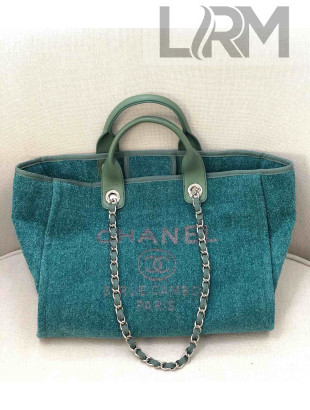 Chanel Deauville Velvet Large Shopping Bag A66942 Blue 2019