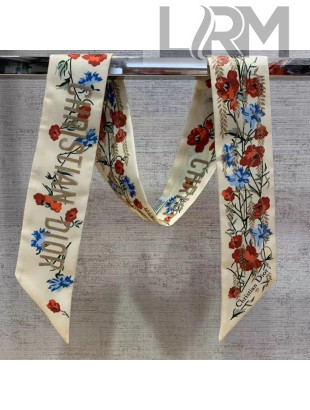 Dior Hibiscus Flora Print Silk Bandeau Scarf 6x100cm Beige 2021