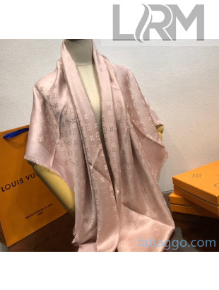 Louis Vuitton Wool & Silk Monogram Scarf 140x140cm Nude Apricot 2020