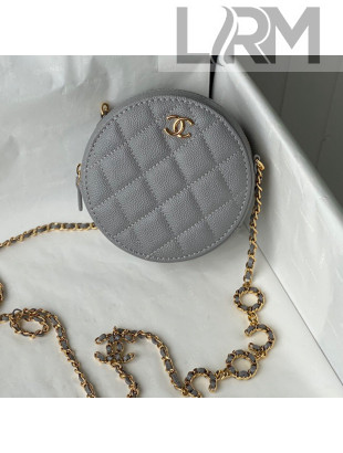 Chanel Grained Calfskin Round Clutch with COCO Chain Gray 2021
