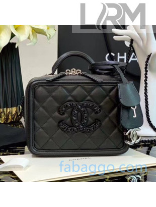 Chanel Quilted Matte Leather Small Vanity Case AS1785 Black 2020