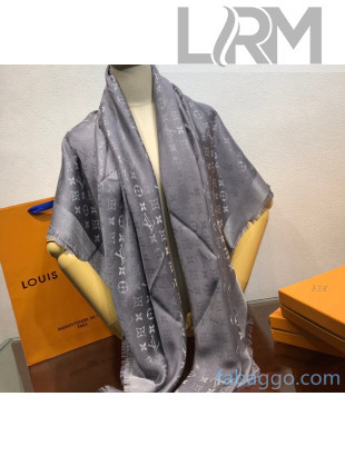 Louis Vuitton Wool & Silk Monogram Scarf 140x140cm Grey 2020