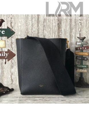 Celine Sangle Small Bucket Bag in Soft Grained Calfskin Black 2018