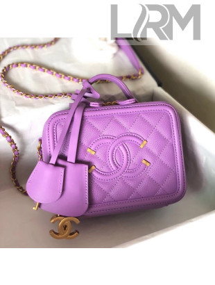 Chanel Grained Calfskin Small Vanity Case Bag A93342 Purple 2019
