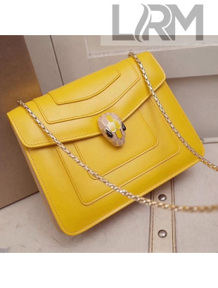 BV Serpenti Forever Flap Cover Bag in Two-tone Leather 20cm Yellow 2018