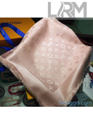 Louis Vuitton Wool & Silk Monogram Scarf 140x140cm Nude Pink 2020