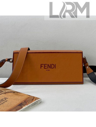 Fendi Wood and Leather Horizontal Box Mini Bag Brown 2021