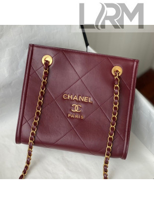 Chanel Calfskin Vertical Small Shopping Bag AS2750 Burgundy 2021
