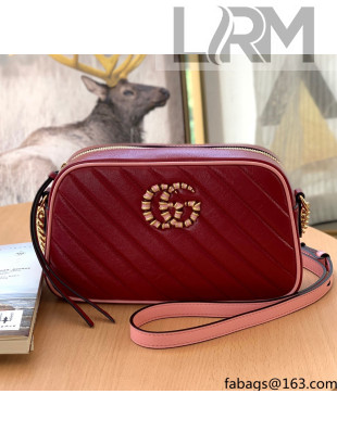 Gucci GG Marmont Small Shoulder Bag With Enamel Hardware 447632 Burgundy 2021
