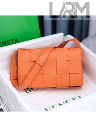 Bottega Veneta Cassette Small Crossbody Messenger Bag in Maxi-Woven Lambskin Orange 2020
