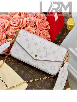 Louis Vuitton Pochette Félicie Chain Clutch Mini Bag in White Monogram Canvas M61276 2020