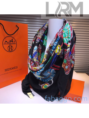 Hermes Silk and Cashmere Square Scarf 140x140cm H2080813 Black 2020