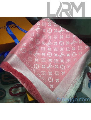 Louis Vuitton Wool & Silk Monogram Scarf 140x140cm Pink/White 2020