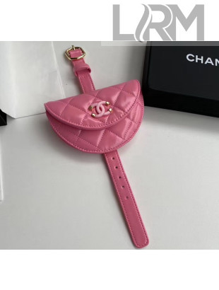 Chanel Flap Coin Purse Wristlet in Shiny Crumpled Lambskin AP1346 Pink 2020