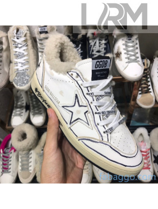 Golden Goose Ball Star Sneakers in Shearling and Calfskin White 02 2020