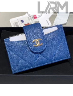 Chanel Iridescent Grained Calfskin Card Holder AP0342 Blue 2019
