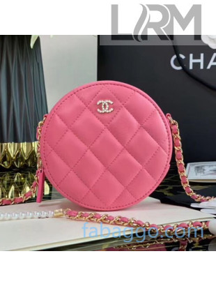 Chanel Quilted Leather Round Clutch with Chain and Pearl CC Charm AP0888 Pink 2020