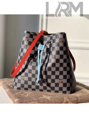 Louis Vuitton NéoNoé MM Damier Canvas Bucket Bag N40229 Black/White 2019
