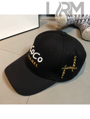 Chanel Coco Canvas Baseball Hat Black 2021