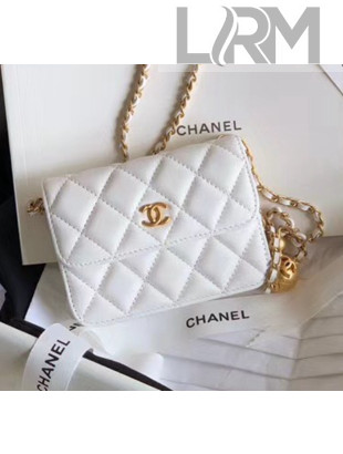 Chanel Quilted Lambskin Waist Bag With Metal Ball AP1465 White 2020